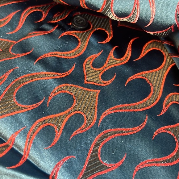 Pronti VTG Metallic Flame Short Sleeve Button up M - Picture 3 of 7